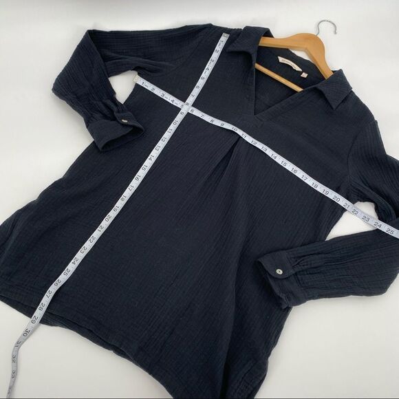 Soft Surroundings key Biscayne black gauzy collared tunic size medium - Picture 5 of 7